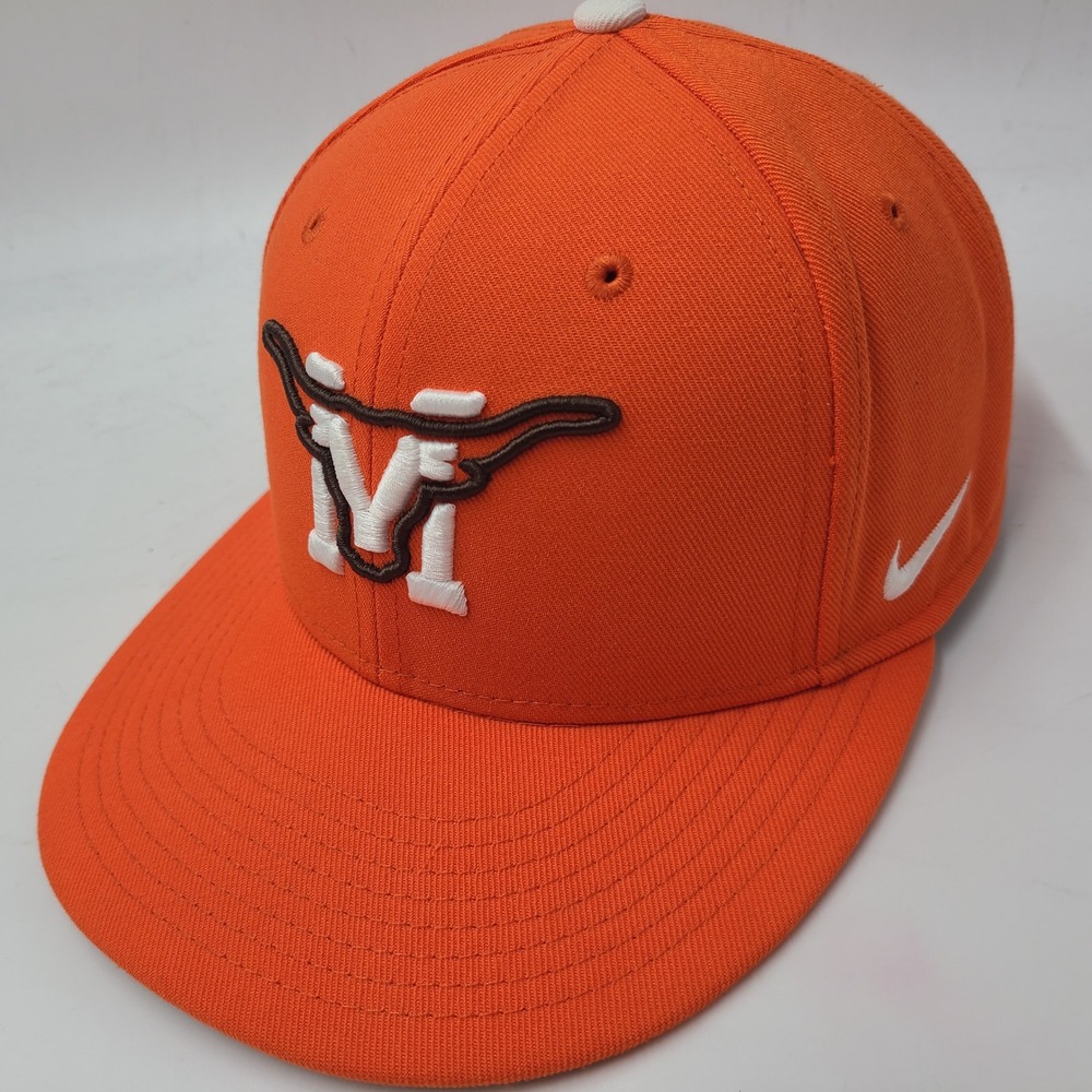 Nike Hat Fitted 7 Orange White Nike True Dri-Fit‎ Longhorns M Logo Sports Men